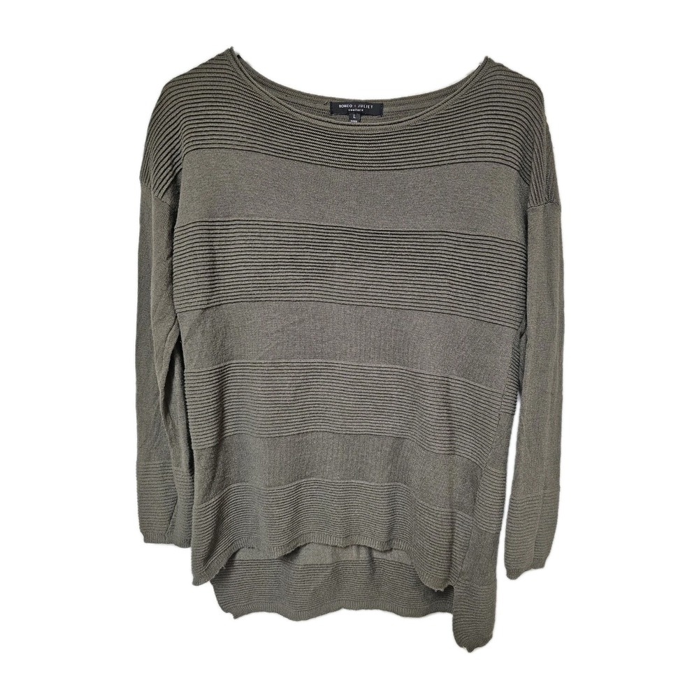 Romeo & Juliet Couture Womens Ribbed Sweater Long Sleeve Size Large Green